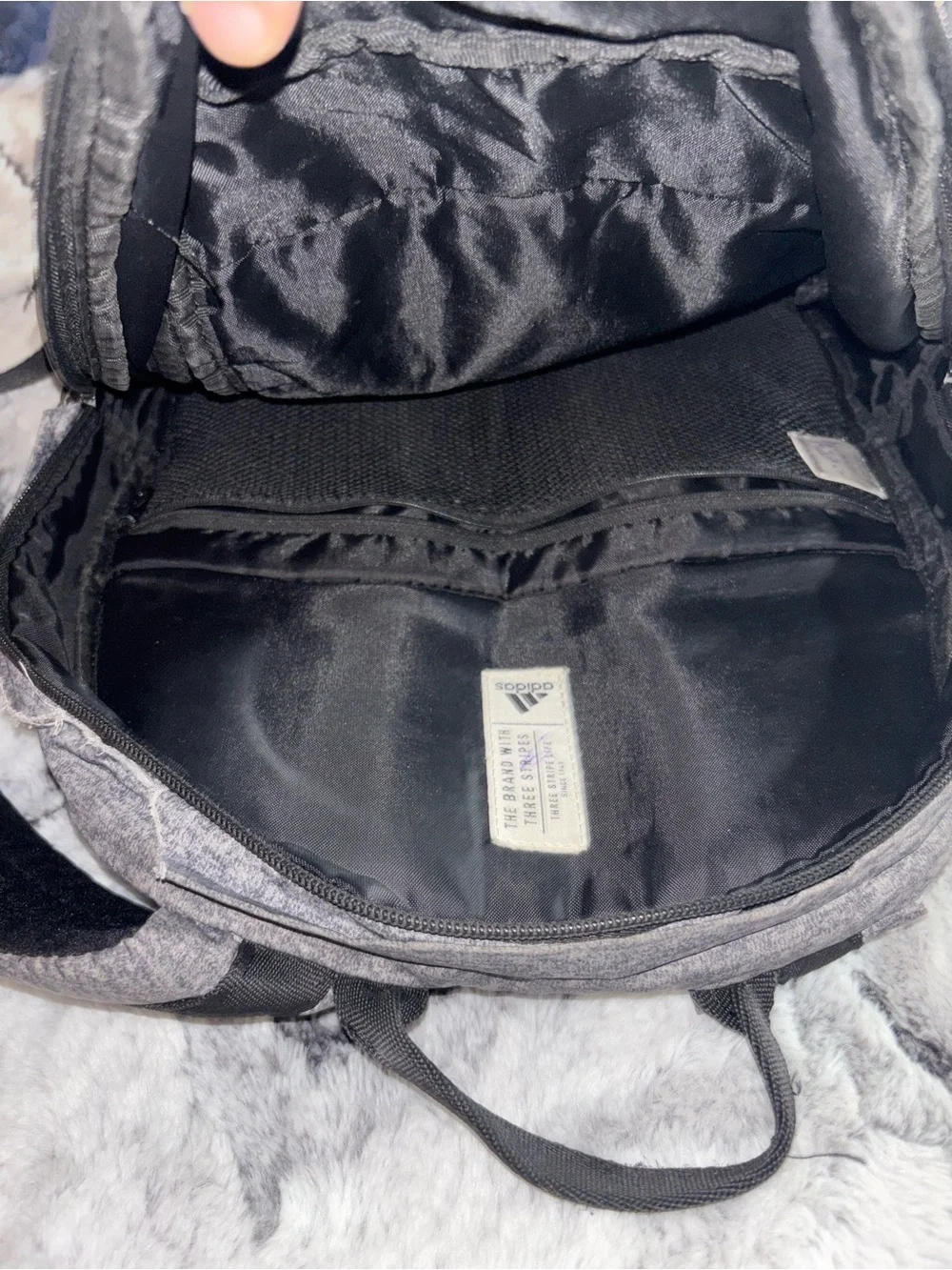 adidas Heather Gray Backpack with Black Stripes